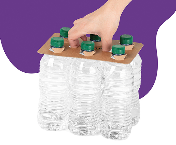 Sustainable multi-packaging of bottles with corrugated by ECOGRIP